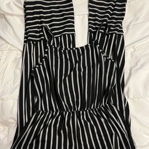 Black and off white striped jumpsuit